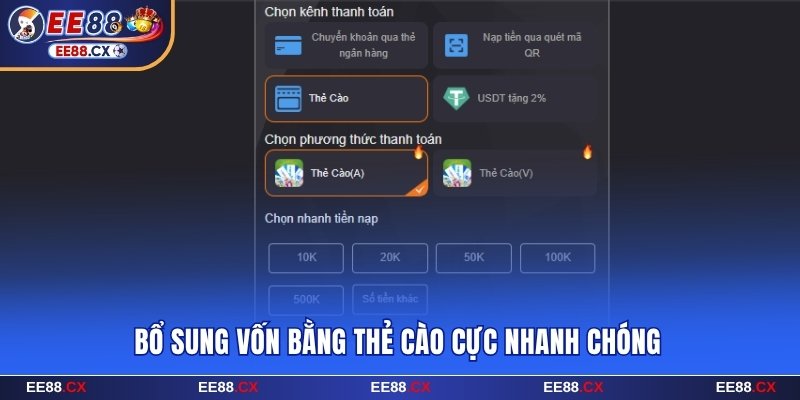 Nạp Tiền EE88 - Các Phương Thức Nạp Nhanh Và An Toàn 8 Nạp tiền EE88 bằng thẻ cào cực nhanh chóng